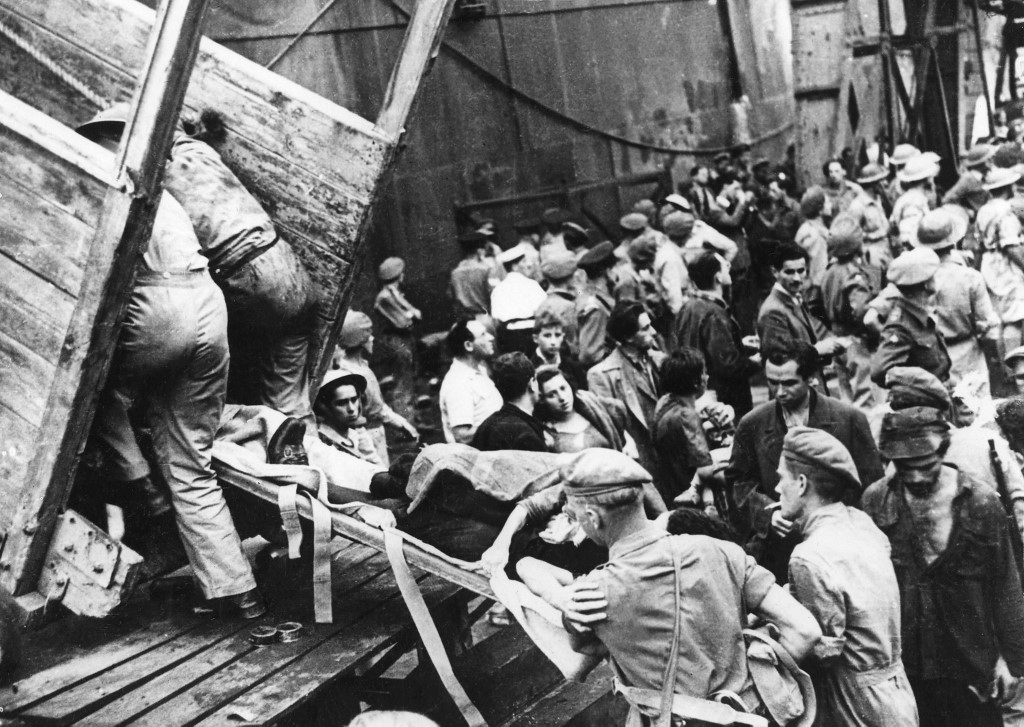 About 3,500 Jewish immigrants are turned back by English soldiers in Haifa, Palestine, under the British mandate in 1946 (AFP)
