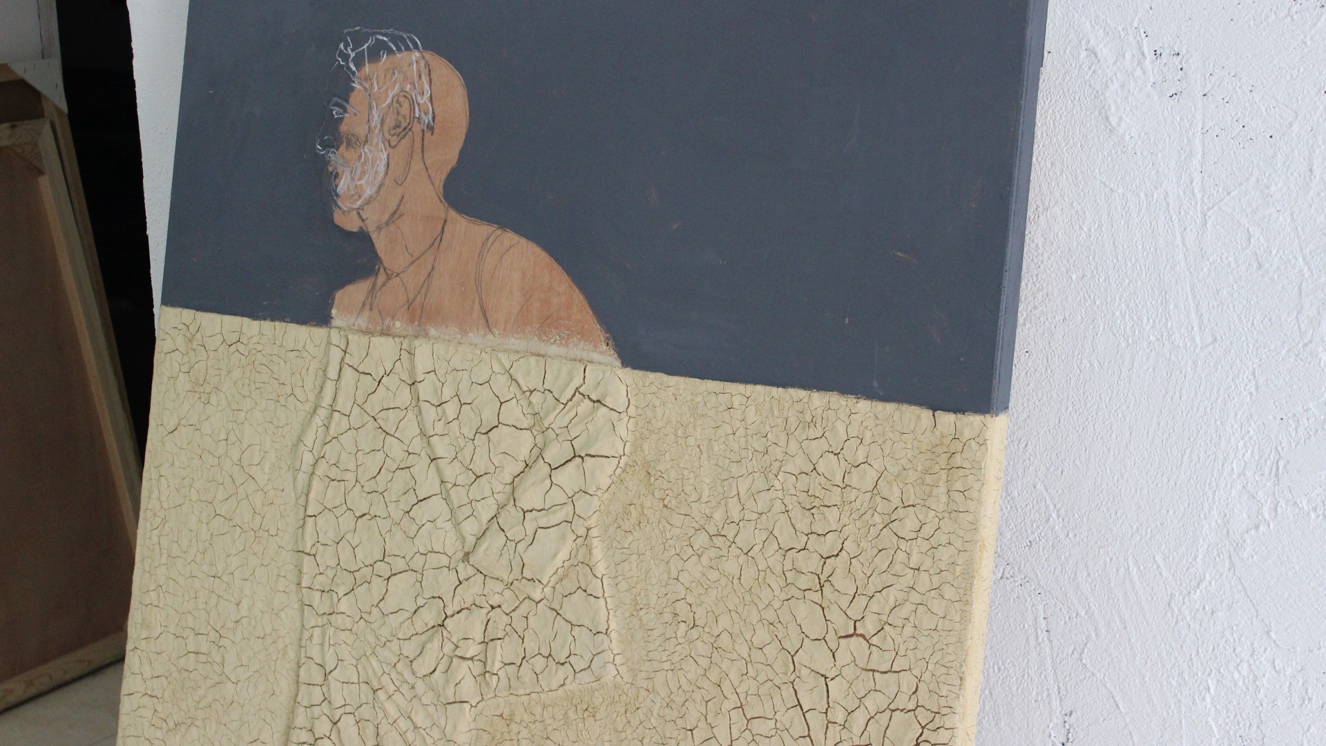 Sliman Mansour a expérimenté la boue dans sa peinture (MEE/Nadda Osman)