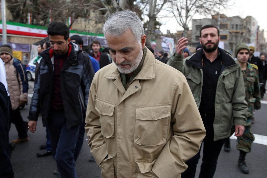 The commander of Iran's Quds Force, General Qassem Soleimani, attends celebrations marking the 37th anniversary of the Islamic revolution on 11 February  2016 in Tehran (AFP)