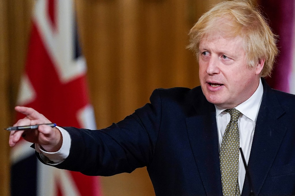 British Prime Minister Boris Johnson speaks in London on 24 May (Andrew Parsons/10 Downing Street/AFP)