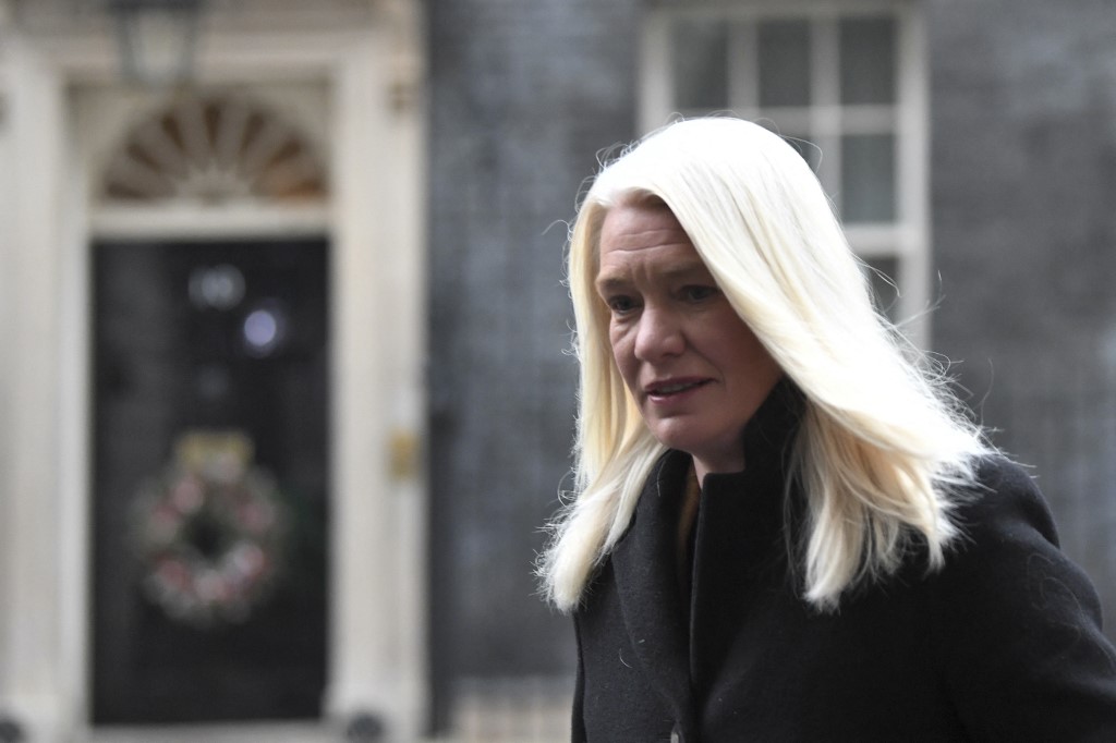 MP Amanda Milling is pictured in London on 8 December 2020 (AFP)