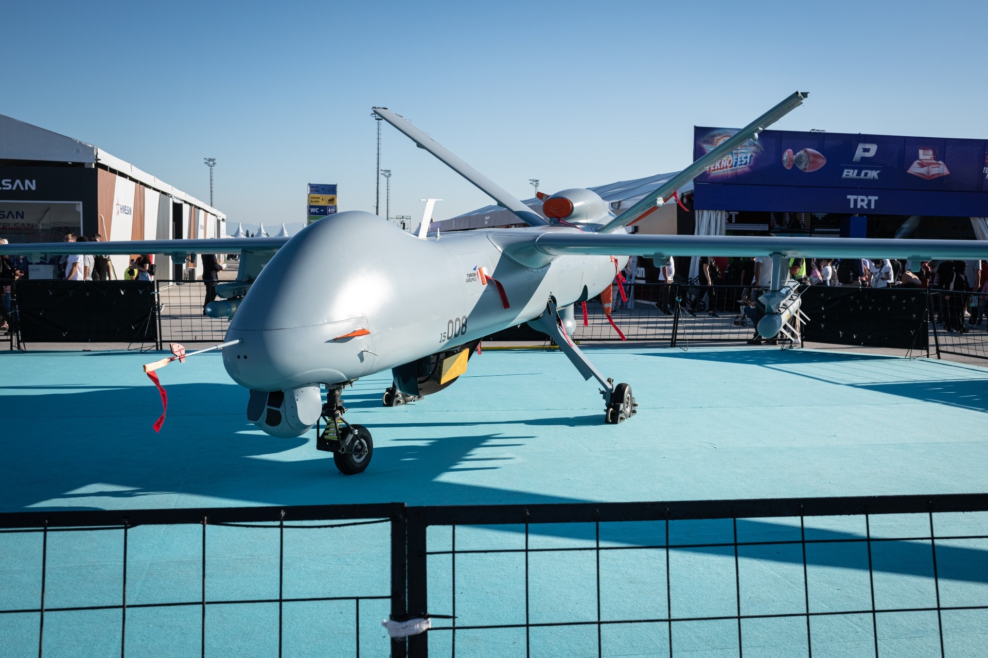 The TAI Anka drone on display at Istanbul's Teknofest 2021 (Reuters)