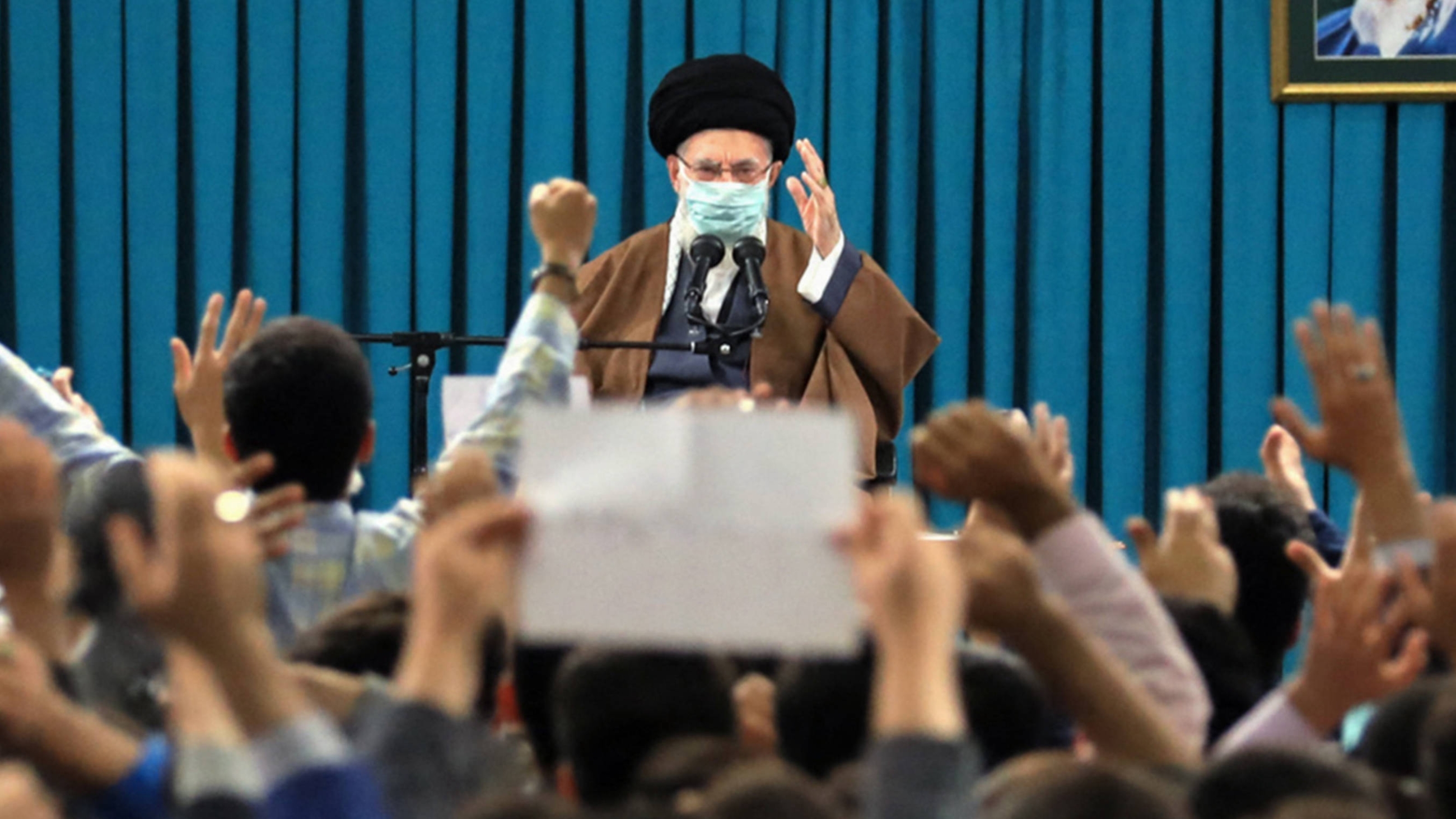 Iran's Supreme Leader Ayatollah Ali Khamenei pictured speaking during a meeting with Iranian students in Tehran on 18 April 2023 (AFP/HO/Khamenei.ir)