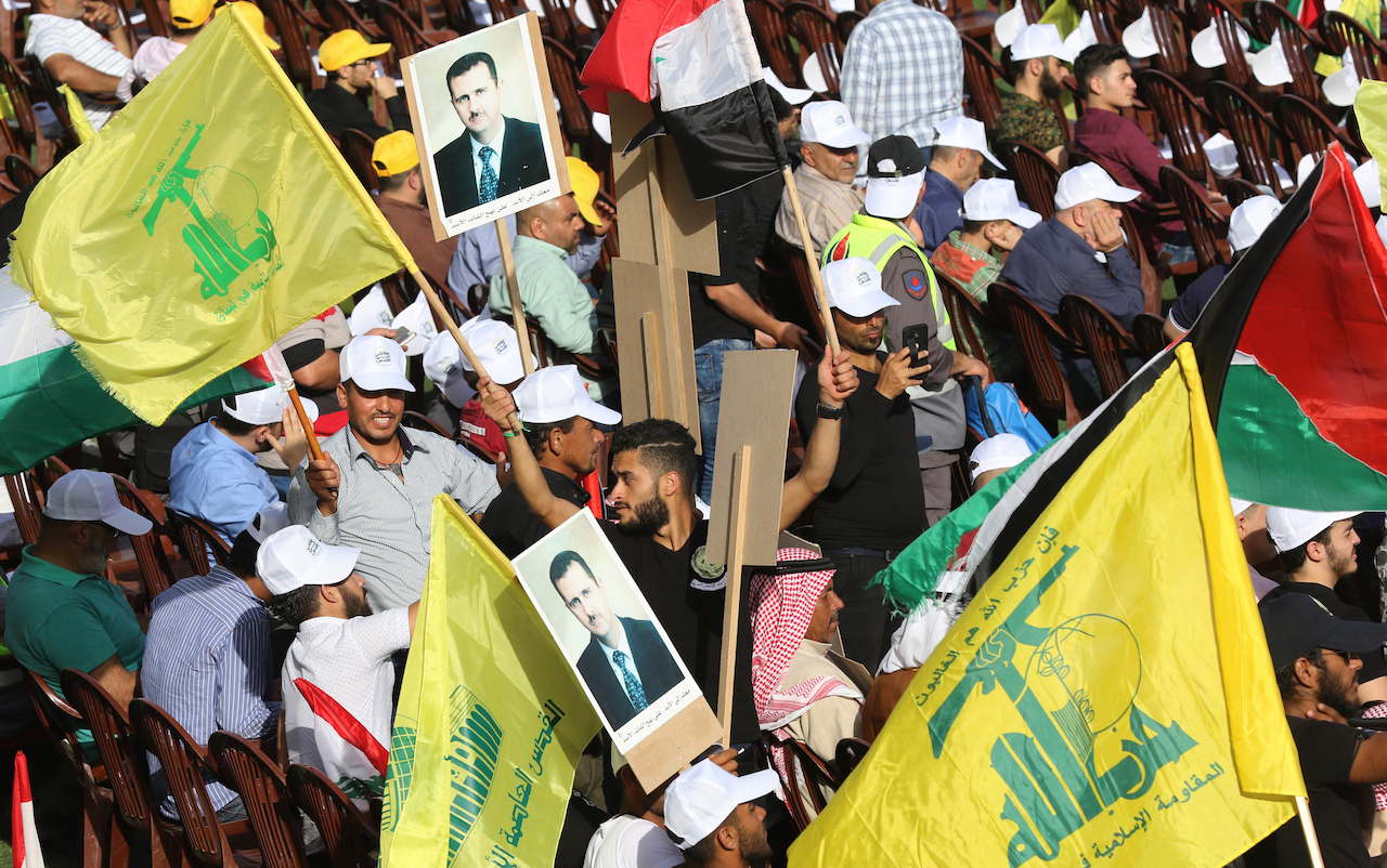People participate in an al-Quds Day march in Lebanon (AFP)