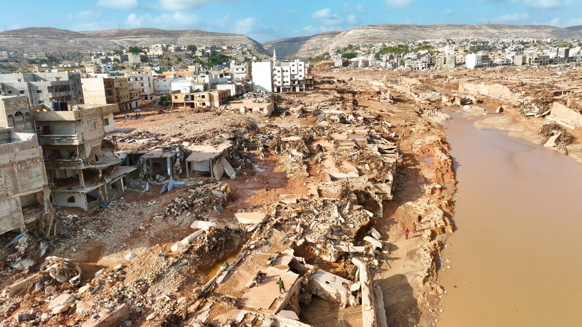 Vue aérienne de la ville de Derna, le 12 septembre (AP)
