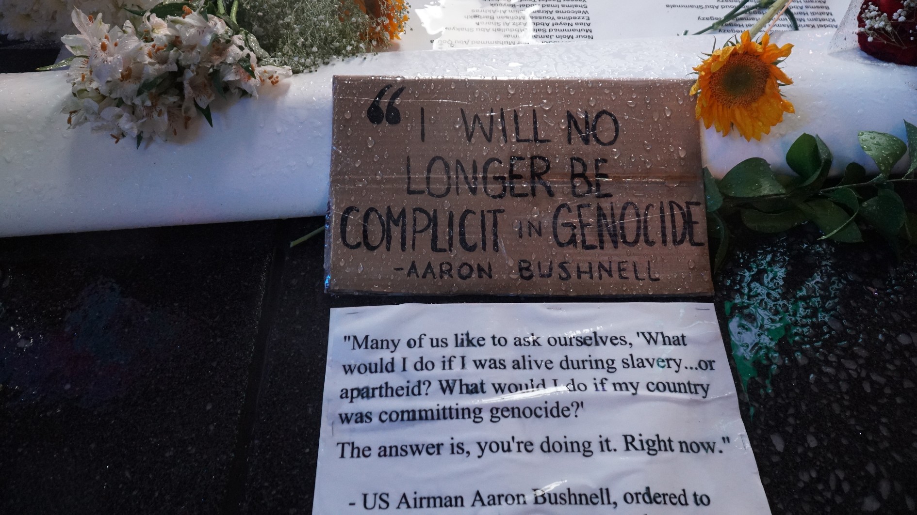 Aaron Bushnell vigil in NYC on 27 February 2024 (MEE/Azad Essa)