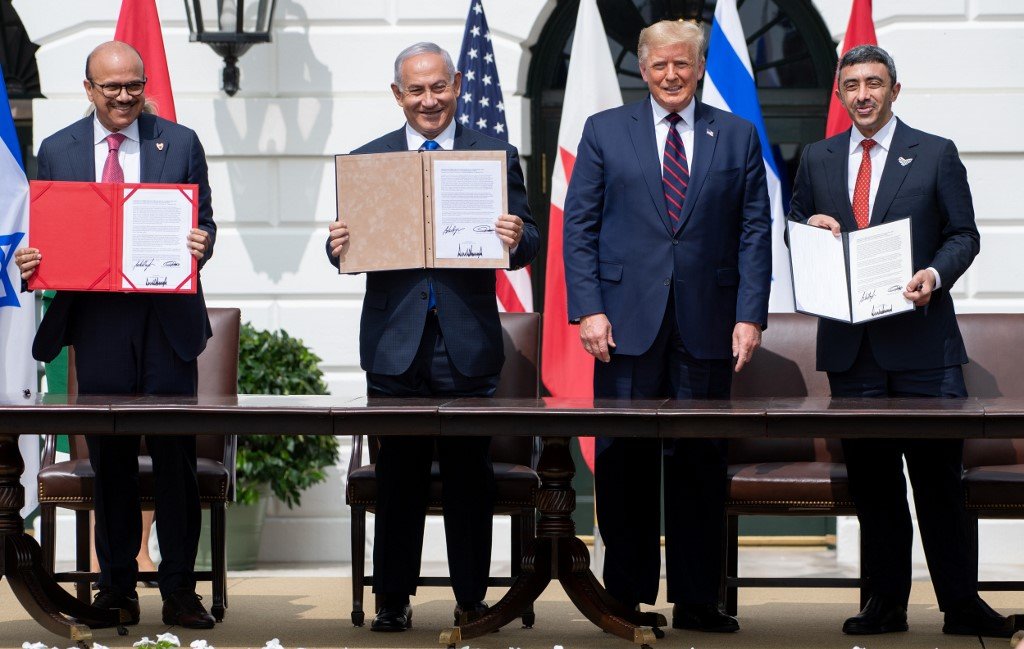 The US-brokered Abraham Accords were signed by Bahrain, Israel and the UAE in Washington in September 2020 (AFP)