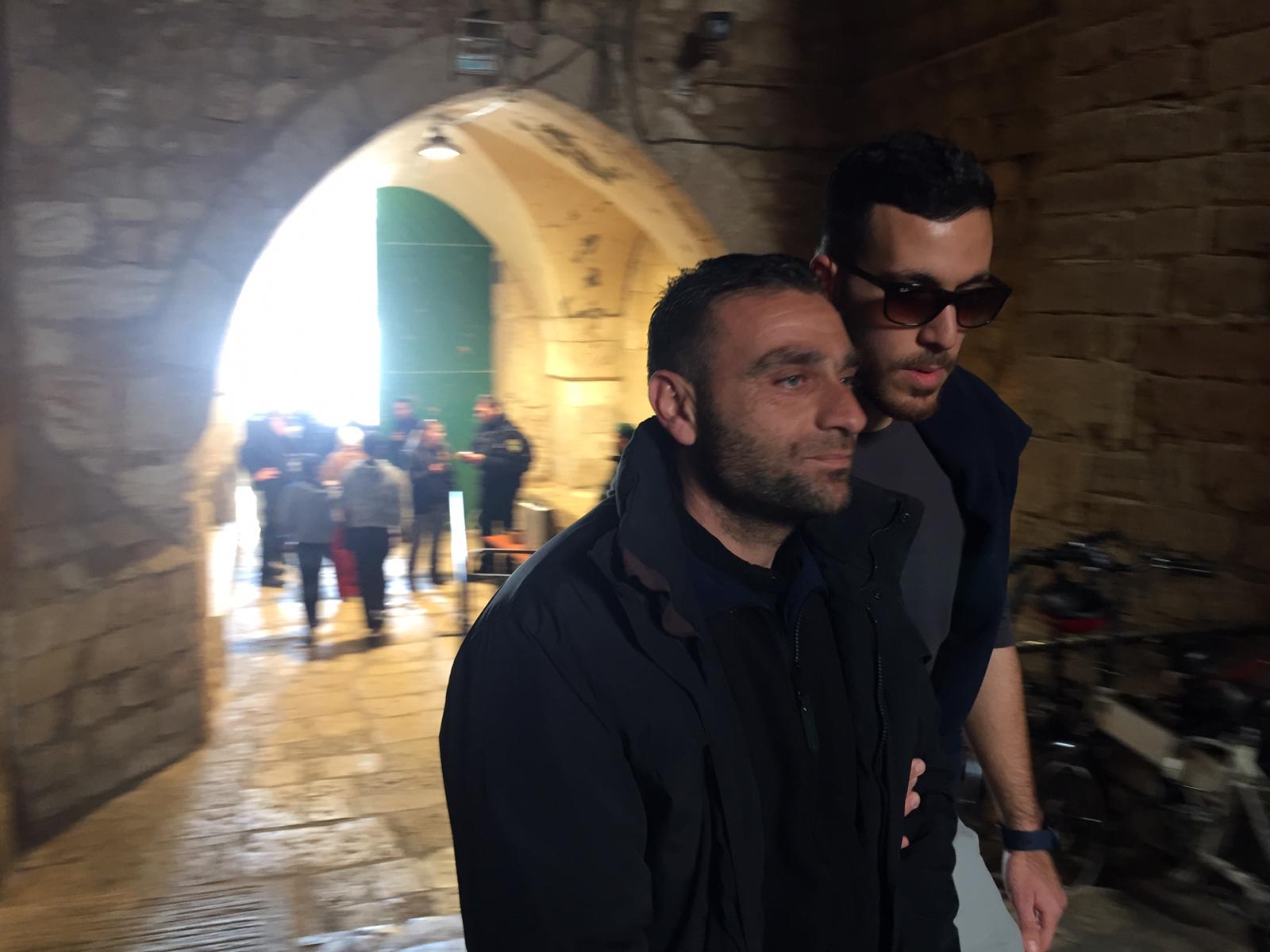 A Palestinian guard is detained at the al-Aqsa mosque (supplied)