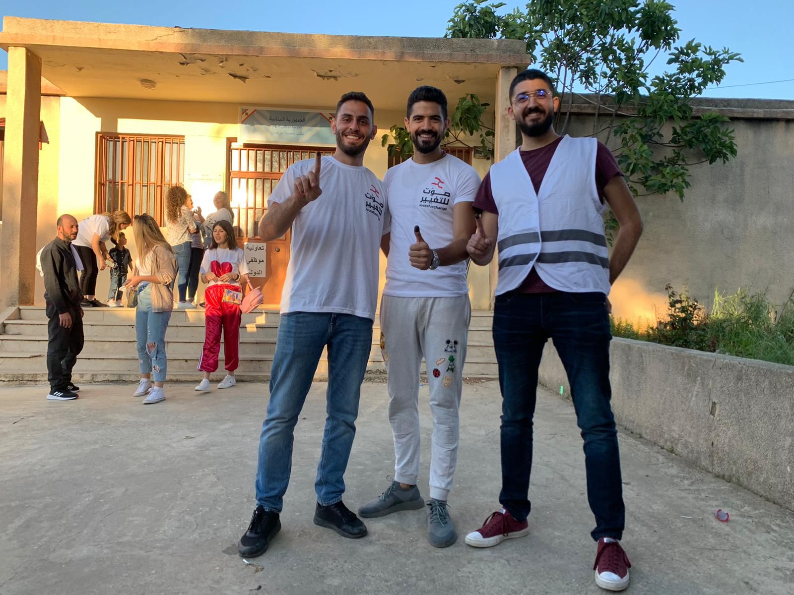 Elias Assi, Roy Bshara and Tareq Laqees in Marjayoun district (MEE/AJ Naddaff)