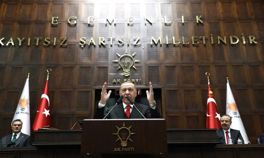 Turkish President Recep Tayyip Erdogan speaks in Ankara on 12 February (AFP)