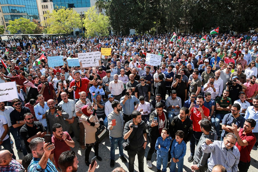 The teachers union went on strike last year, shutting down schools across Jordan for a month in one of the longest and most disruptive public-sector strikes in the country's history (AFP/