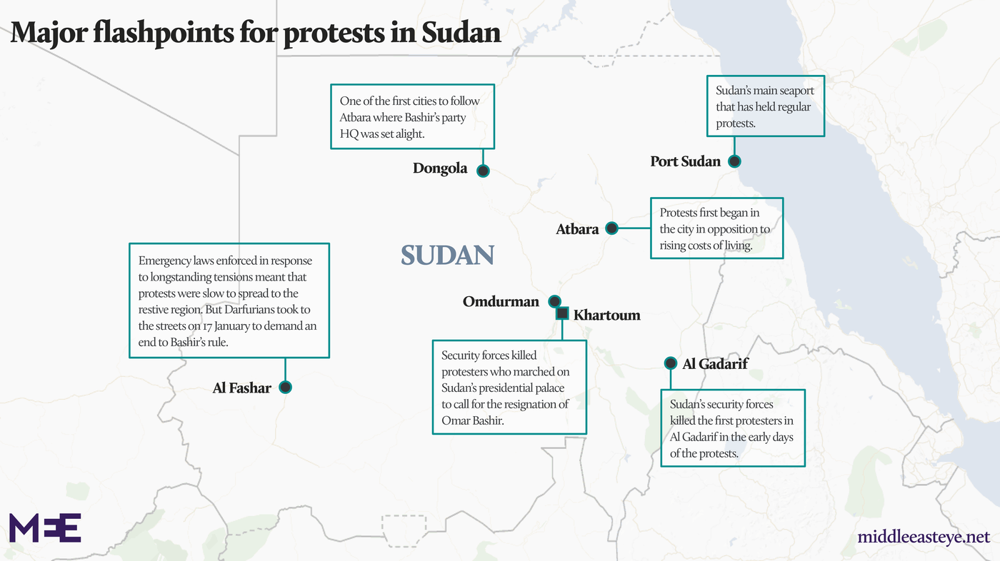 Sudan Protests Map