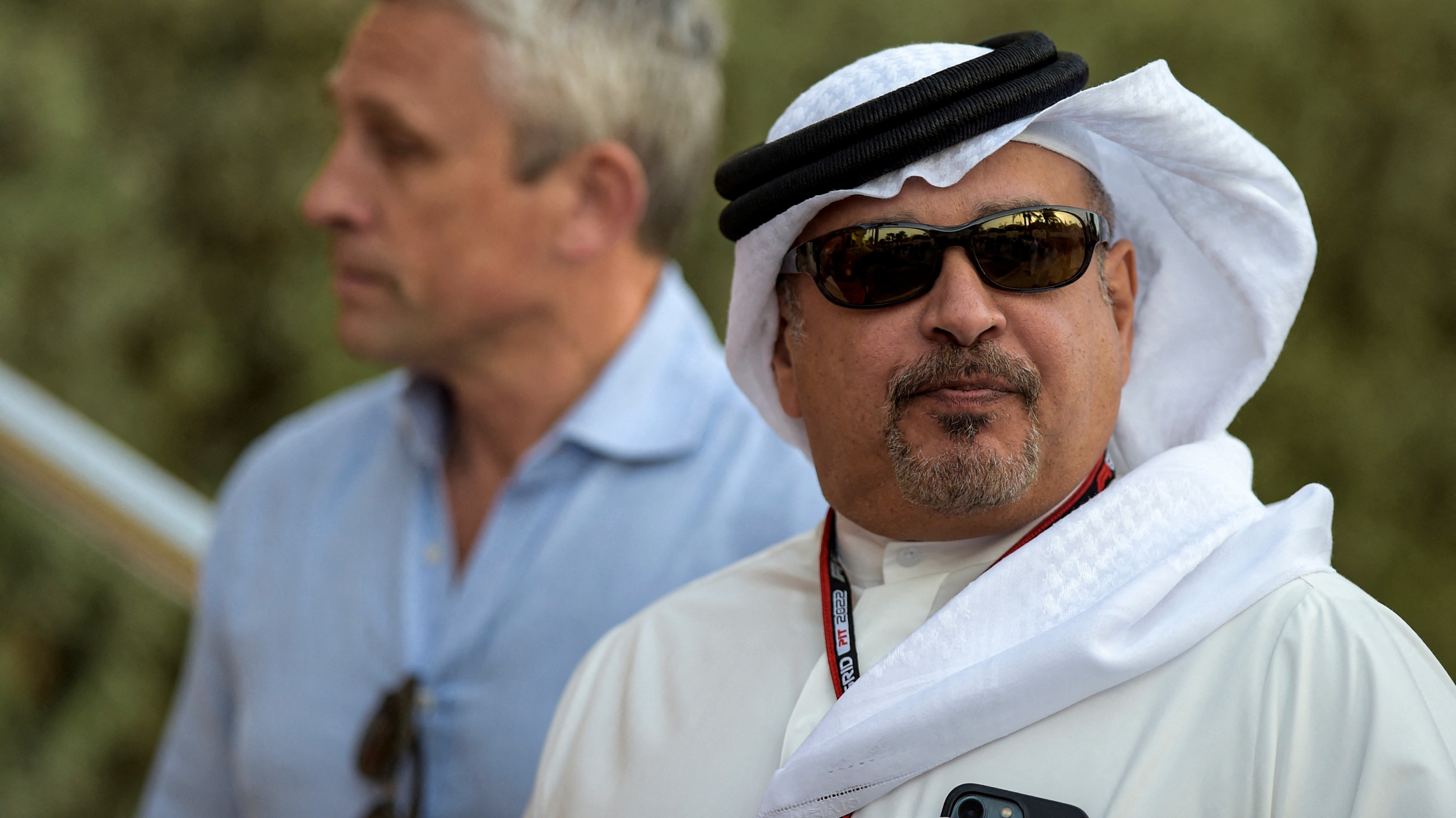 Bahraini Crown Prince and Prime Minister Salman bin Hamad Al-Khalifa attend the Formula One Grand Prix in Bahrain on 18 March 2022 (AFP)