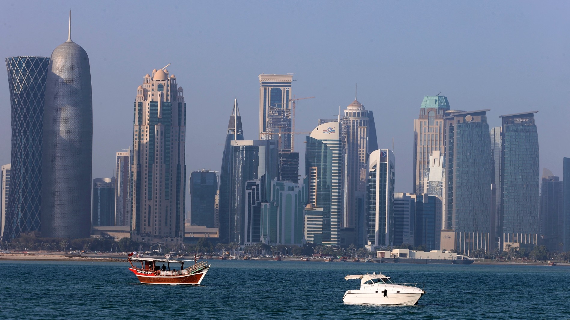 A partial view of the Qatari capital from the Doha corniche, on 3 February 2022 (Karim Jaafar/AFP)