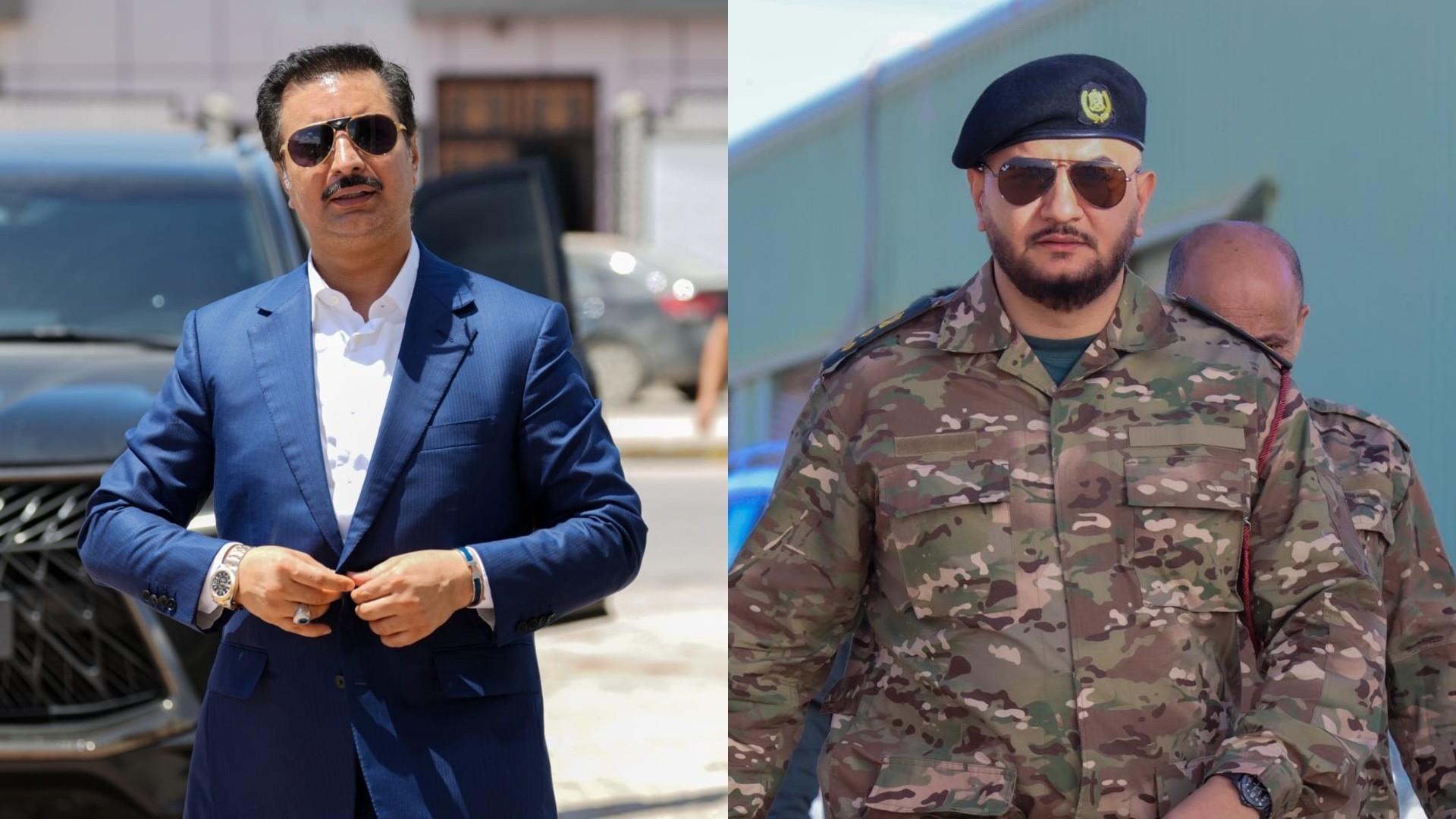 Quel frère – Elseddik à gauche ou Saddam à droite – pourra obtenir des soutiens en Libye et à l’international et succéder à Khalifa Haftar ? (Facebook) 
