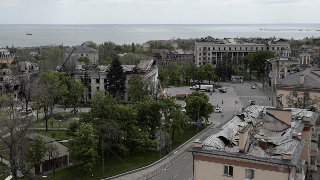A view shows the city of Mariupol on May 10, 2022, amid the ongoing Russian military action in Ukraine.